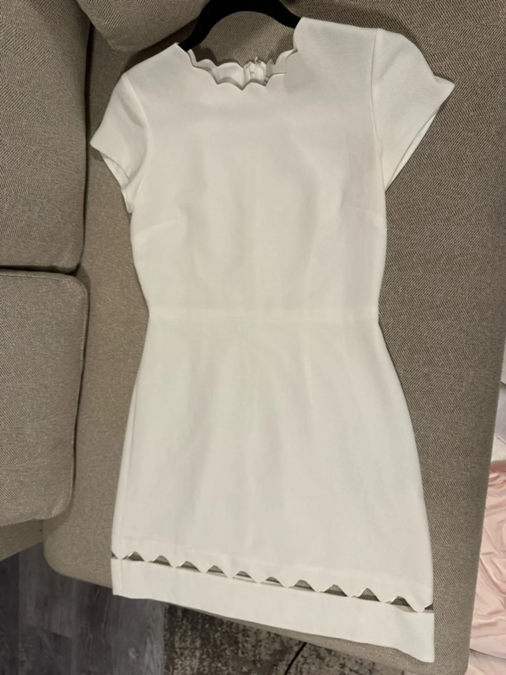 Club Monaco Ivory Scallop-Trim Short Dress - Picture 2 of 5